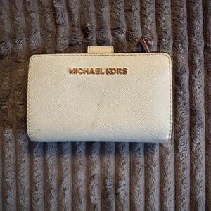 Michael Kors Beige Wallet with Gold Logo